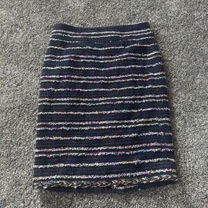 J Crew Skirt‎ Womens 6 Blue Multicolor No 2 Pencil Tweed Boucle Striped FA17